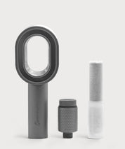 AERO Shower Duschkopf mit Kalkmodul von ProEnergetic, bestehend aus Griff und Filtereinsatz auf hellem Hintergrund